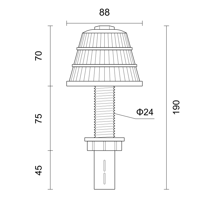 T8824B(ABS)88三层塔型排水帽 产品图